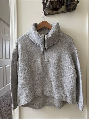 Cozy Quarter-Zip Knit Pullover - Light Gray